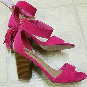 Hot pink block heels